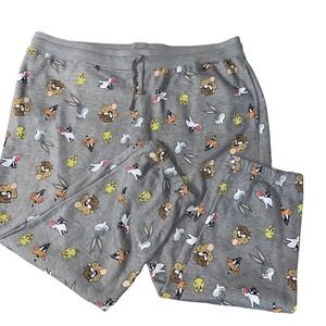 Looney Tunes Characters Pajama Lounge Pants‎ Sweatpants All Over Print 2X Grey